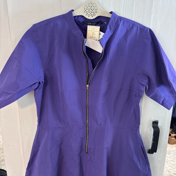 Sofie D'Hoore Purple A-line Midi Dress with Raglan Sleeves - Picture 5 of 6